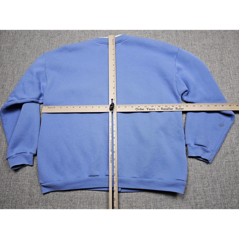VINTAGE Orvis Sweatshirt Womens Large Blue Button Sweater USA Winter Scene - Picture 6 of 9